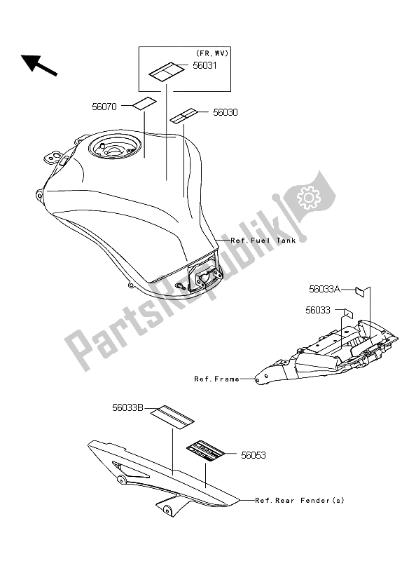 All parts for the Labels of the Kawasaki Z 1000 ABS 2012