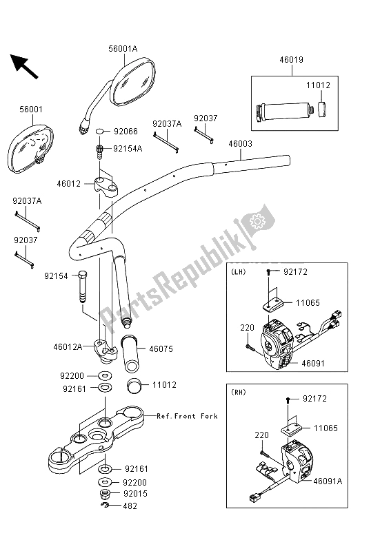 Tutte le parti per il Manubrio del Kawasaki VN 1700 Voyager Custom ABS 2013