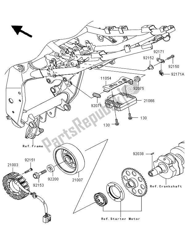 Tutte le parti per il Generatore del Kawasaki Z 750R 2012