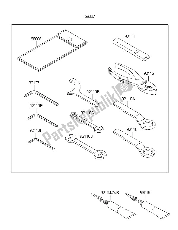 Alle onderdelen voor de Eigenaars Tools van de Kawasaki ER 6F ABS 650 2016