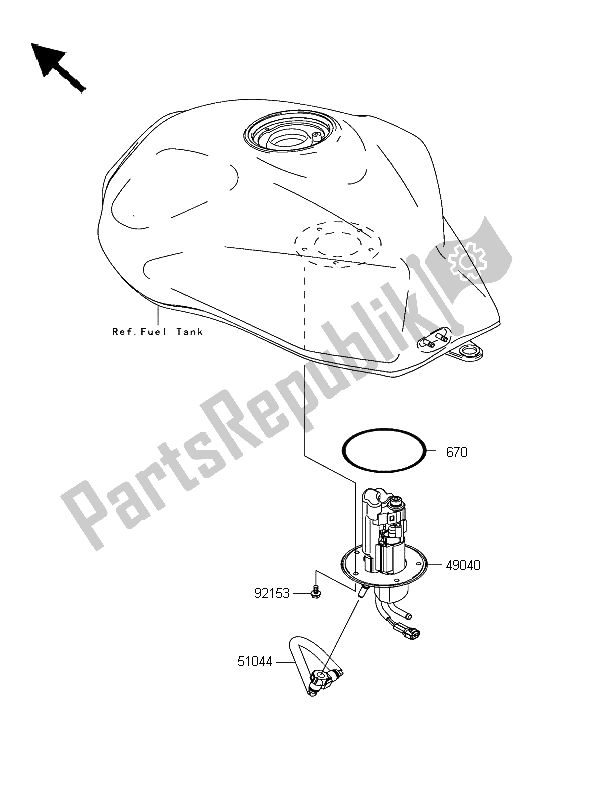 All parts for the Fuel Pump of the Kawasaki Z 1000 2003