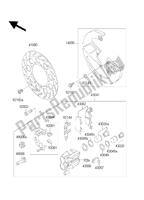 Tutte le parti per il Freno Anteriore del Kawasaki KLE 500 2001