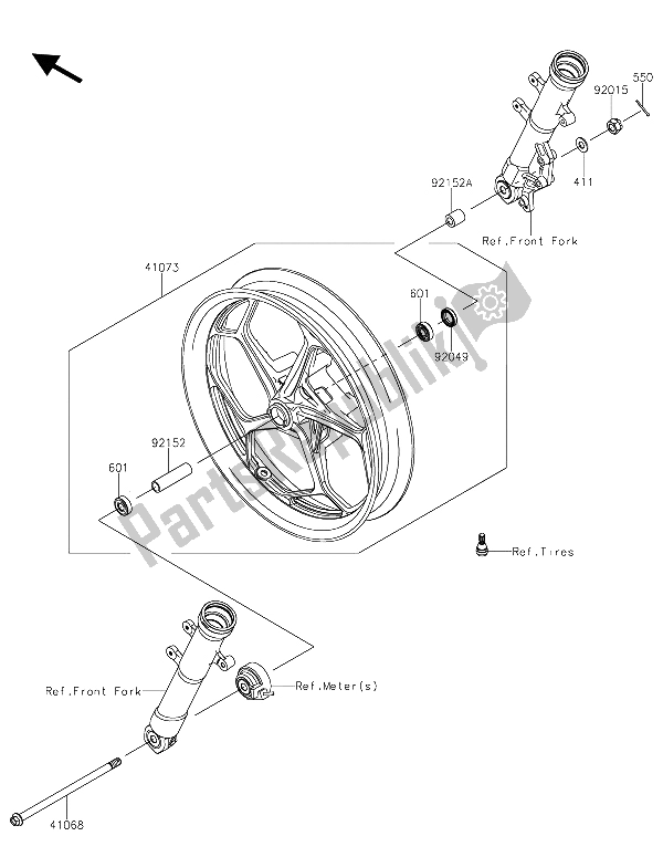 All parts for the Front Hub of the Kawasaki Z 250 SL ABS 2015