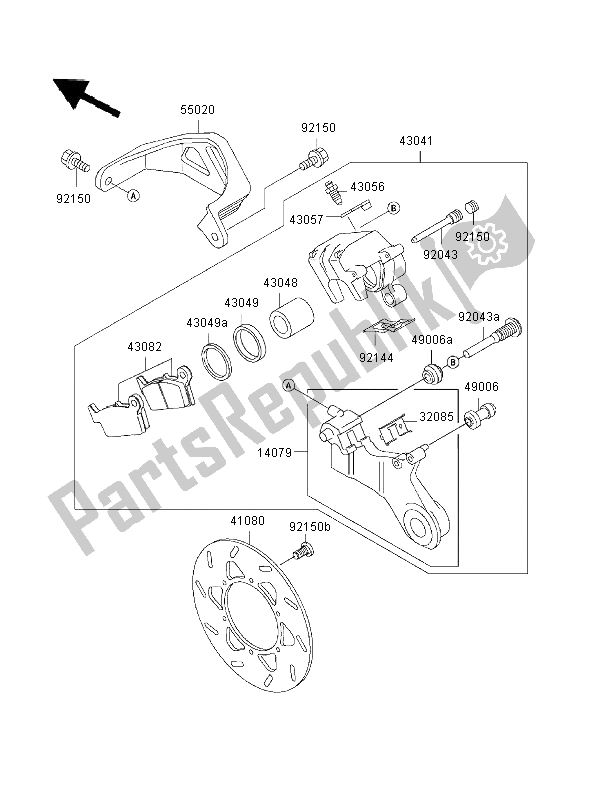 Alle onderdelen voor de Achterrem van de Kawasaki KLX 650R 1996