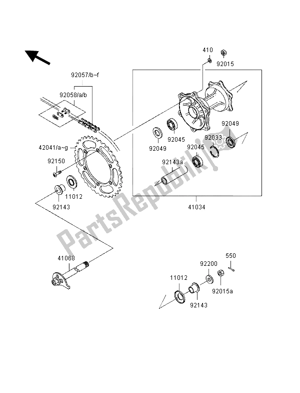 Tutte le parti per il Mozzo Posteriore del Kawasaki KLX 250R 1996