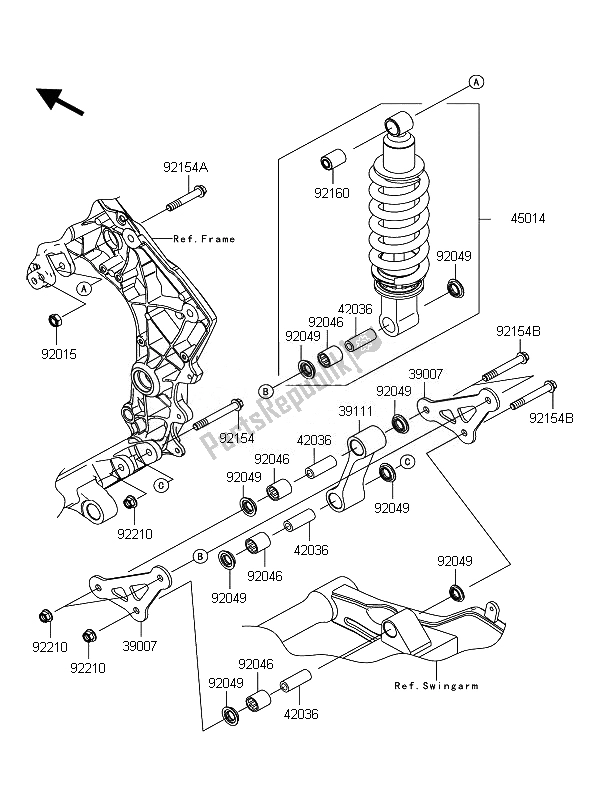 All parts for the Suspension & Shock Absorber of the Kawasaki Z 1000 2010