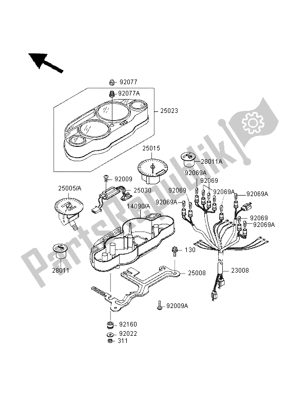 All parts for the Meter of the Kawasaki ZZR 1100 1995