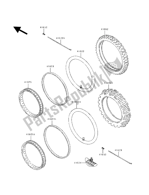 Alle onderdelen voor de Band van de Kawasaki KDX 125 1992