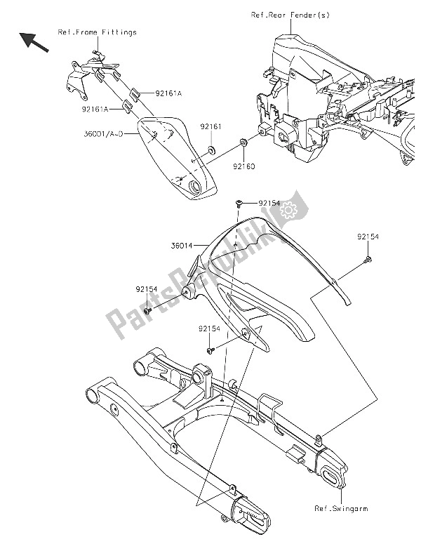 Todas las partes para Cubiertas Laterales Y Cubierta De Cadena de Kawasaki Vulcan S 650 2016