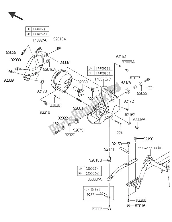 All parts for the Headlight(s) of the Kawasaki Brute Force 750 4X4I EPS 2016