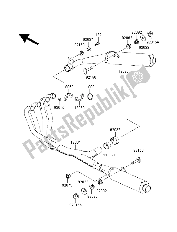 Toutes les pièces pour le Silencieux du Kawasaki GPZ 1100 1998