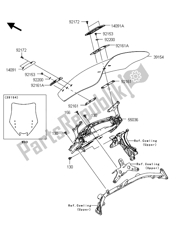 All parts for the Windshield of the Kawasaki 1400 GTR ABS 2010