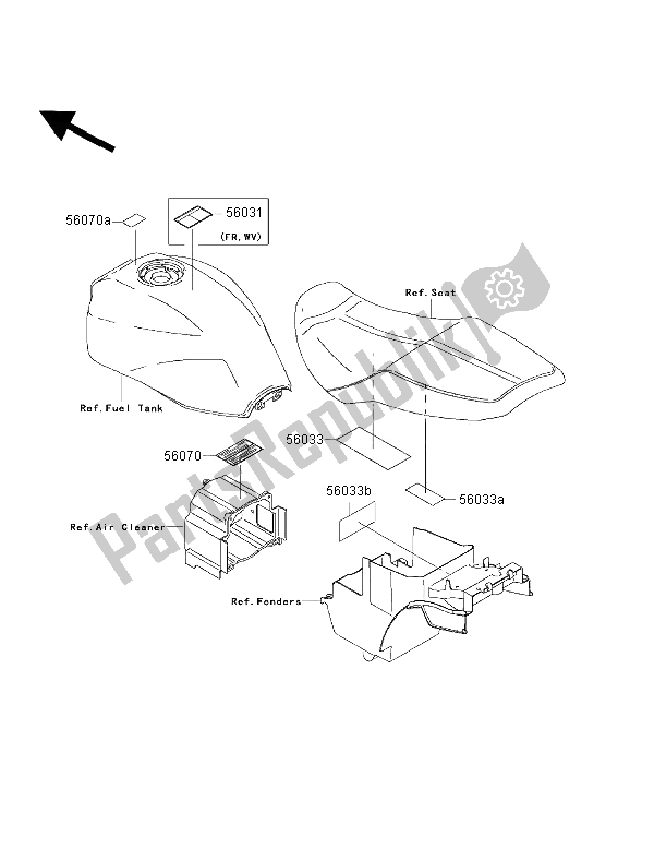 Toutes les pièces pour le Étiquettes du Kawasaki ZRX 1200R 2002