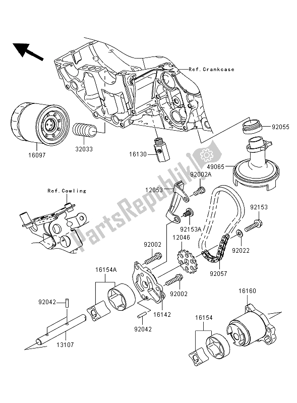 All parts for the Oil Pump of the Kawasaki Versys 650 2009