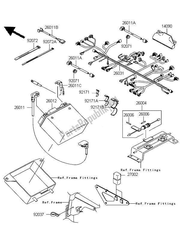 All parts for the Chassis Electrical Equipment of the Kawasaki KFX 700 KSV 700B7F 2007