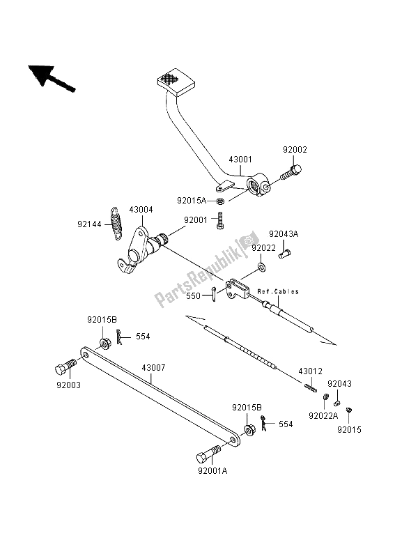 Tutte le parti per il Pedale Del Freno del Kawasaki EN 500 1997