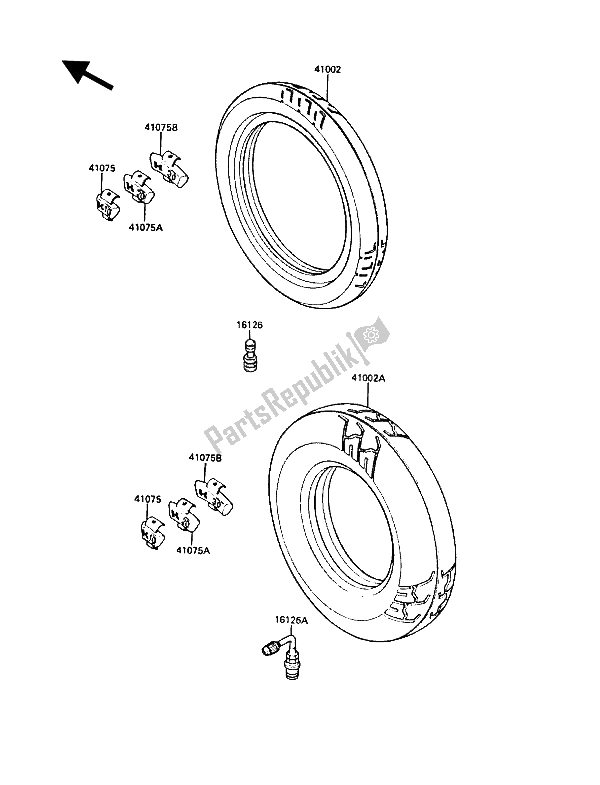 All parts for the Tires of the Kawasaki 1000 GTR 1987