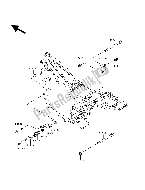 All parts for the Frame Fittings of the Kawasaki Zephyr 1100 1992