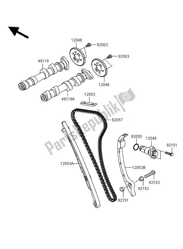 All parts for the Camshaft & Tensioner of the Kawasaki Versys 650 2007