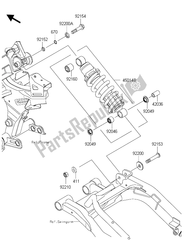 Todas as partes de Suspensão E Amortecedor do Kawasaki ER 6F 650 2015