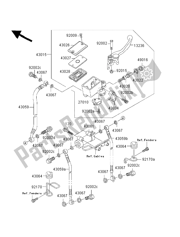 Todas las partes para Cilindro Maestro Delantero de Kawasaki ZRX 1200S 2002