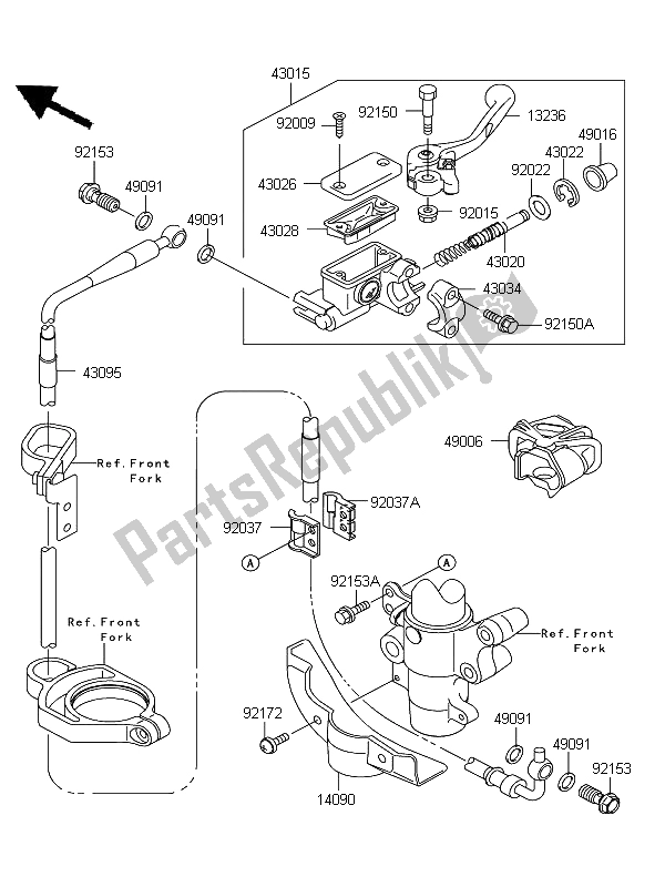 Tutte le parti per il Pompa Freno Anteriore del Kawasaki KX 85 SW LW 2013