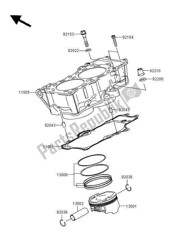 Todas las partes para Cilindro Y Pistón de Kawasaki ER 6F 650 2011