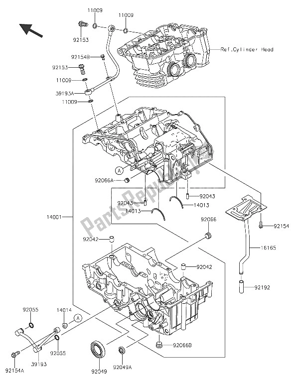 All parts for the Crankcase of the Kawasaki Z 300 ABS 2016