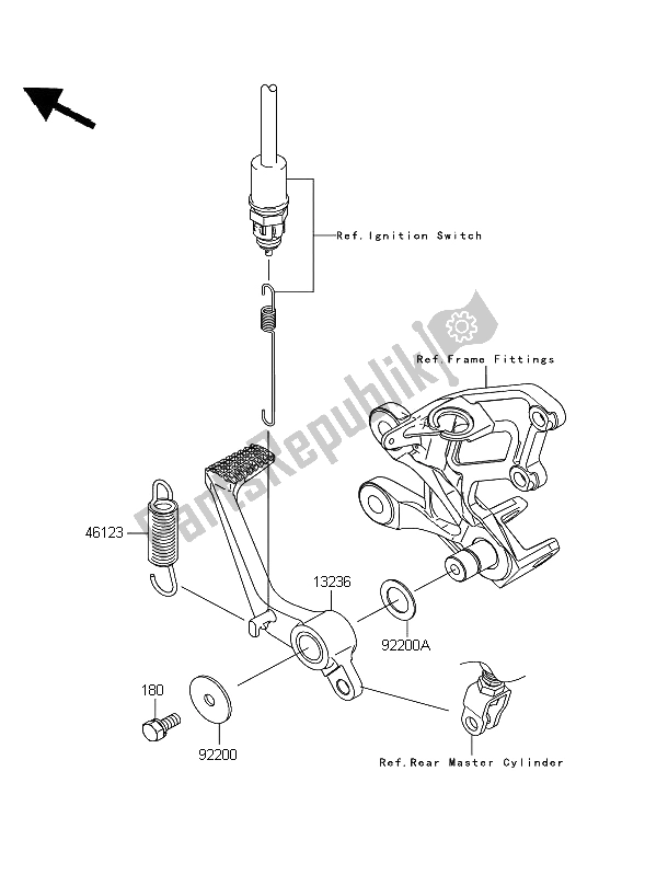 Alle onderdelen voor de Rempedaal van de Kawasaki ZZR 1400 ABS 2006
