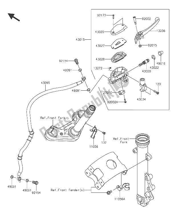All parts for the Front Master Cylinder of the Kawasaki Vulcan S 650 2016