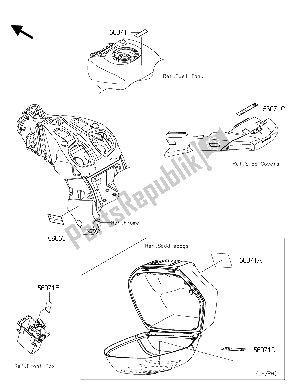 Tutte le parti per il Etichette del Kawasaki 1400 GTR ABS 2015