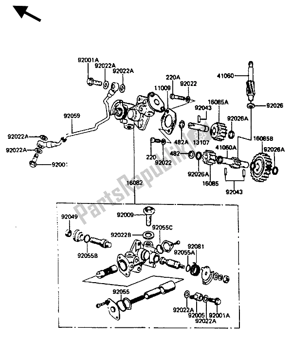 Tutte le parti per il Pompa Dell'olio del Kawasaki KE 125 1985