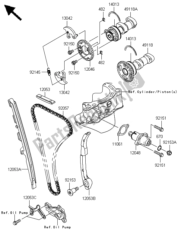 All parts for the Camshaft(s) & Tensioner of the Kawasaki KFX 450R 2014