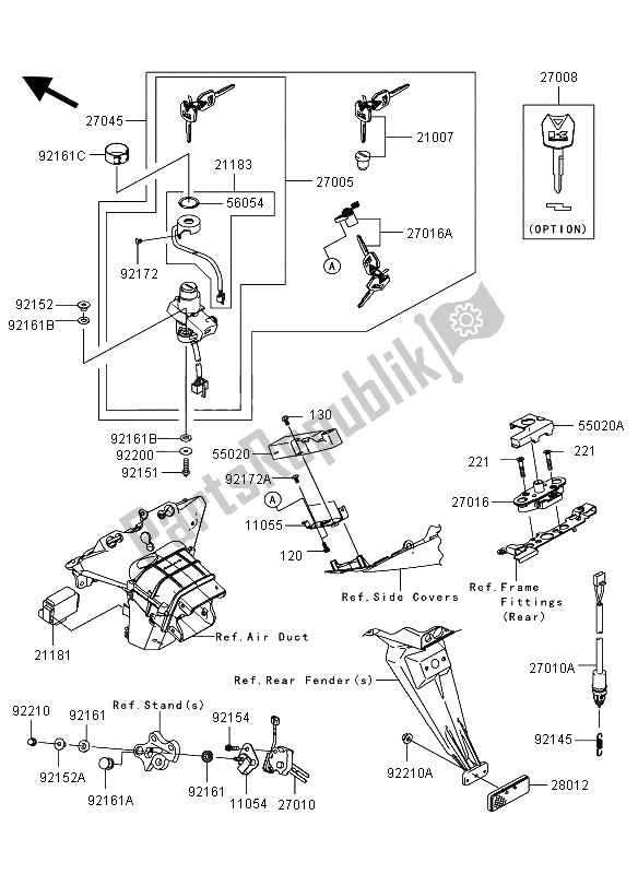All parts for the Ignition Switch of the Kawasaki Ninja ZX 6R 600 2012