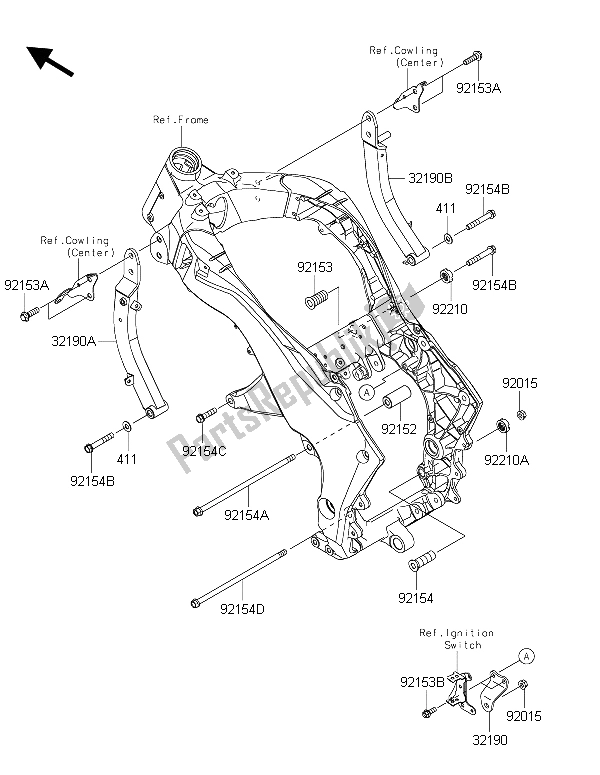 All parts for the Engine Mount of the Kawasaki Z 1000 ABS 2015