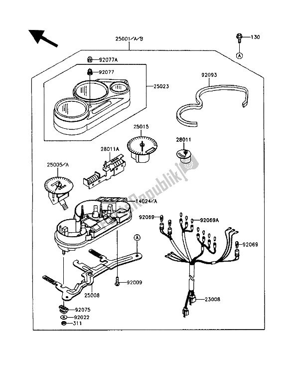 All parts for the Meter of the Kawasaki ZZ R 1100 1992