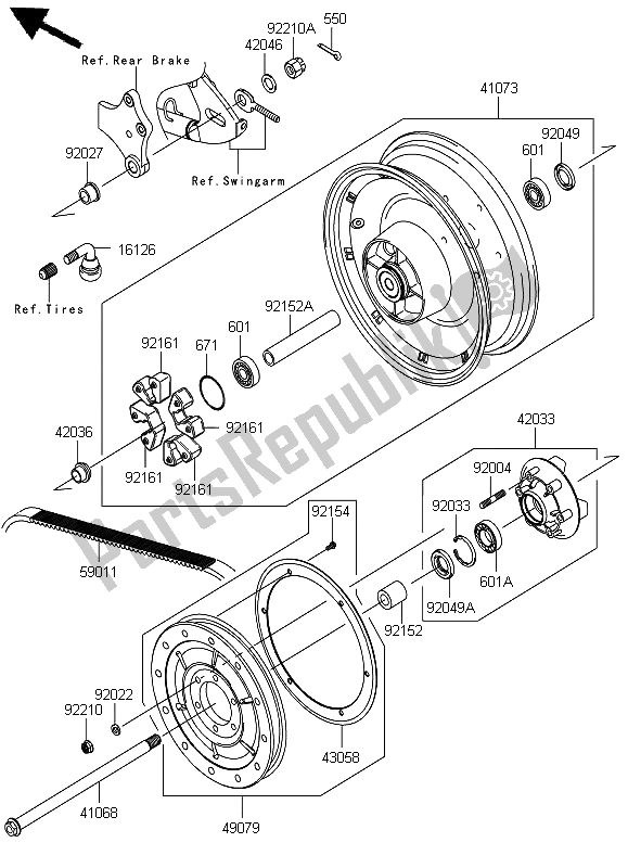 All parts for the Rear Hub of the Kawasaki VN 900 Custom 2012