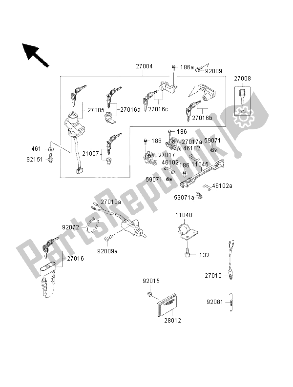 All parts for the Ignition Switch of the Kawasaki 1000 GTR 2000