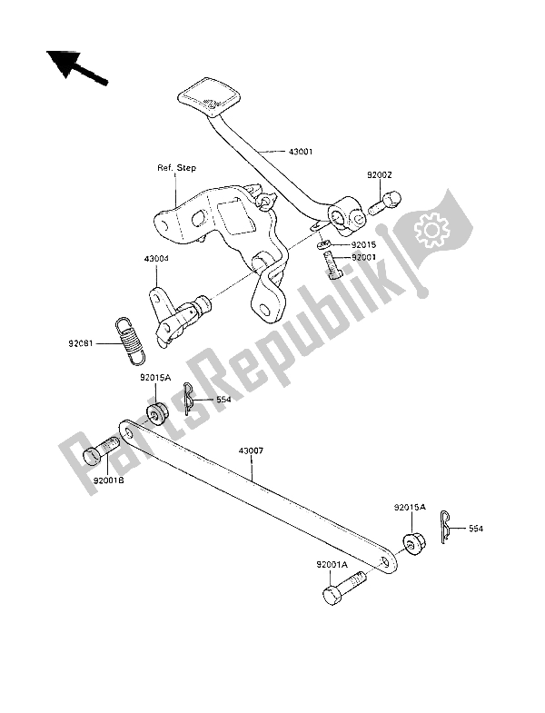 Tutte le parti per il Pedale Del Freno del Kawasaki LTD 450 1986