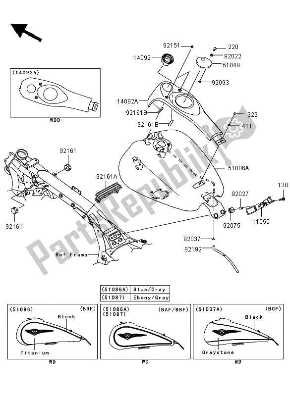 All parts for the Fuel Tank of the Kawasaki VN 1700 Voyager ABS 2010