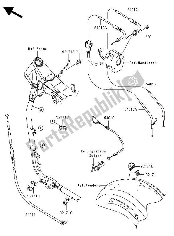 Toutes les pièces pour le Câbles du Kawasaki VN 2000 2006