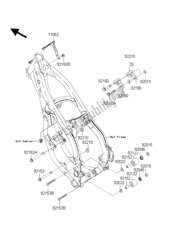 All parts for the Frame Fittings of the Kawasaki KX 125 2004