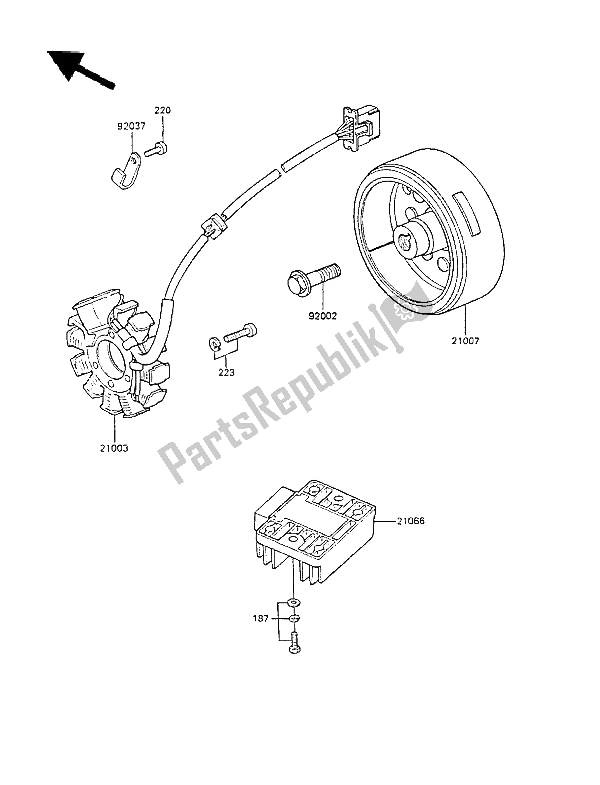 Wszystkie części do Generator Kawasaki GPZ 305 Belt Drive 1985