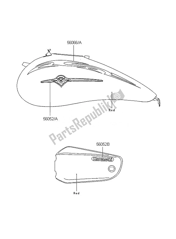 All parts for the Decals (red) of the Kawasaki VN 1600 Mean Streak 2005