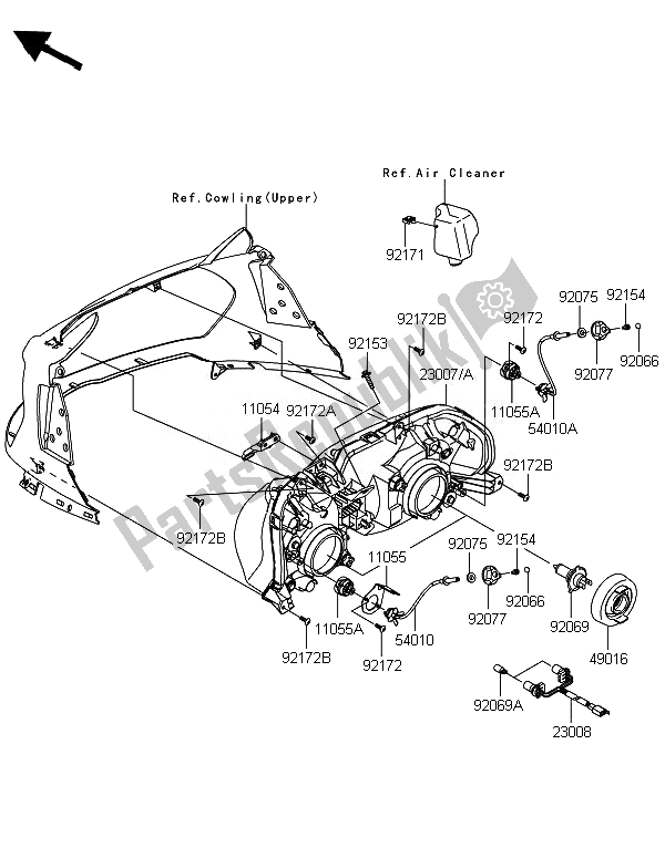 Tutte le parti per il Fari (s) del Kawasaki 1400 GTR ABS 2014