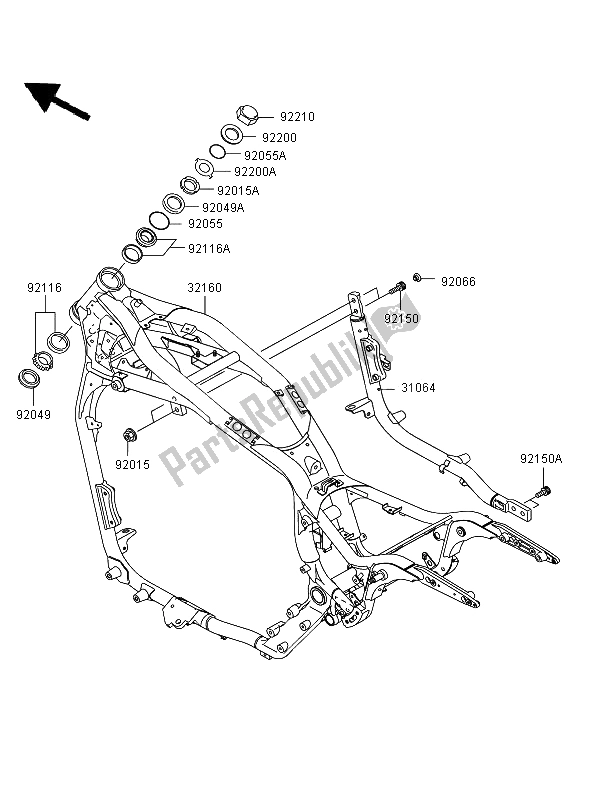 Todas las partes para Marco de Kawasaki VN 1600 Mean Streak 2006