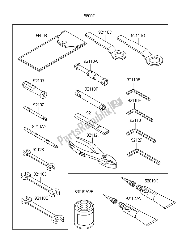 Todas as partes de Ferramentas De Proprietários do Kawasaki Ninja ZX 6R 600 2006