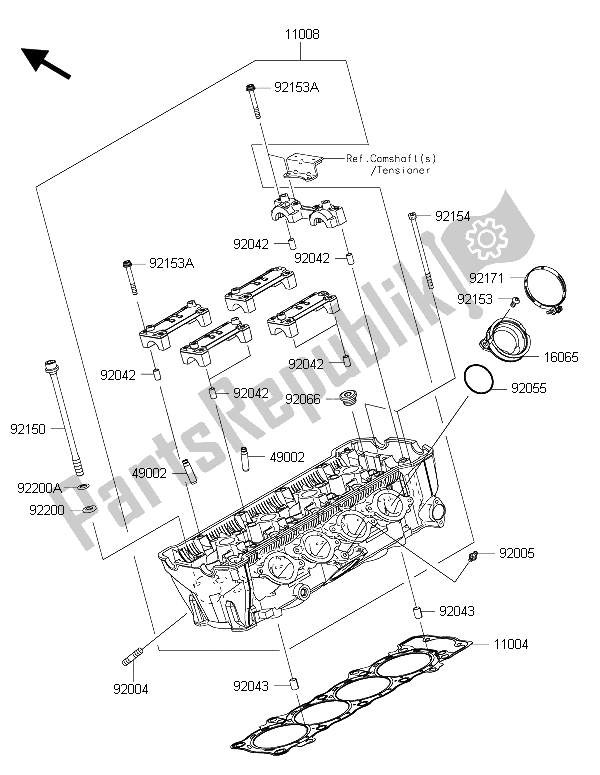 All parts for the Cylinder Head of the Kawasaki Z 1000 SX ABS 2015