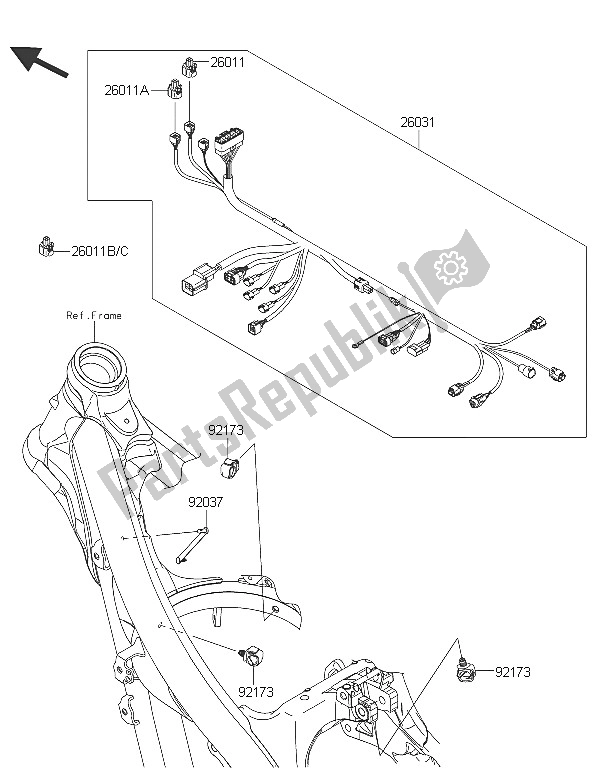 All parts for the Chassis Electrical Equipment of the Kawasaki KX 250F 2016