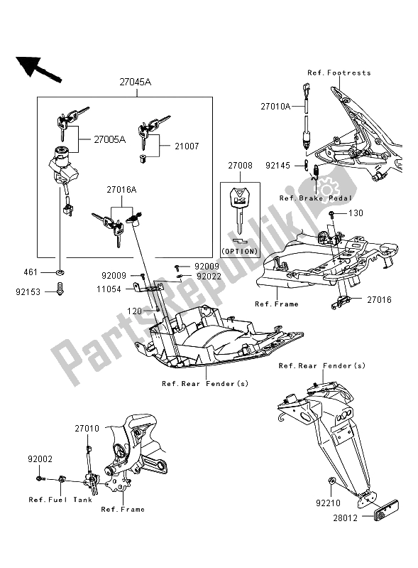 All parts for the Ignition Switch of the Kawasaki ER 6N ABS 650 2008